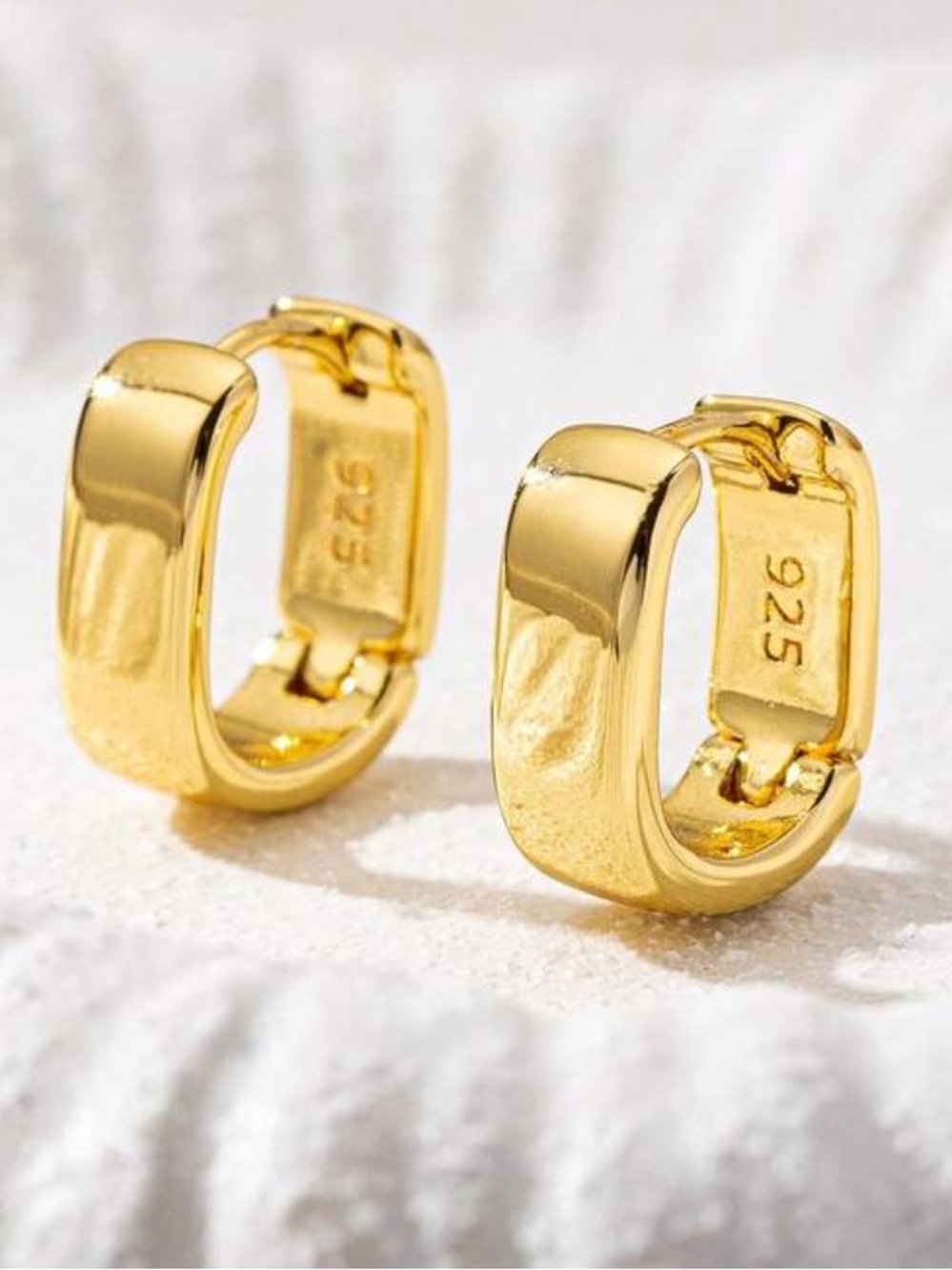 925 Gold Plated Sterling Silver Chunky Small Hoop Earrings
